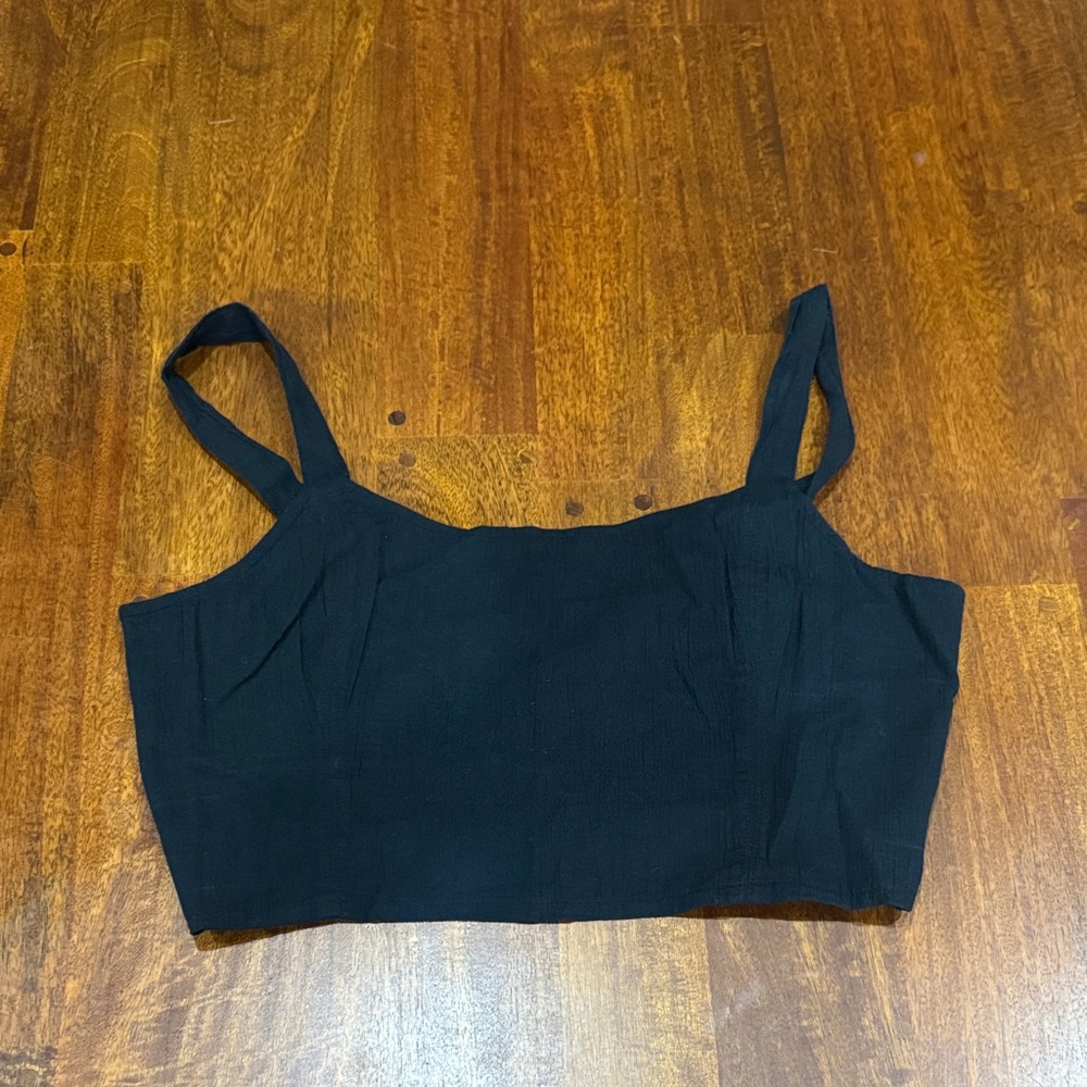 Aerie Black Crop Top with Adjustable Straps